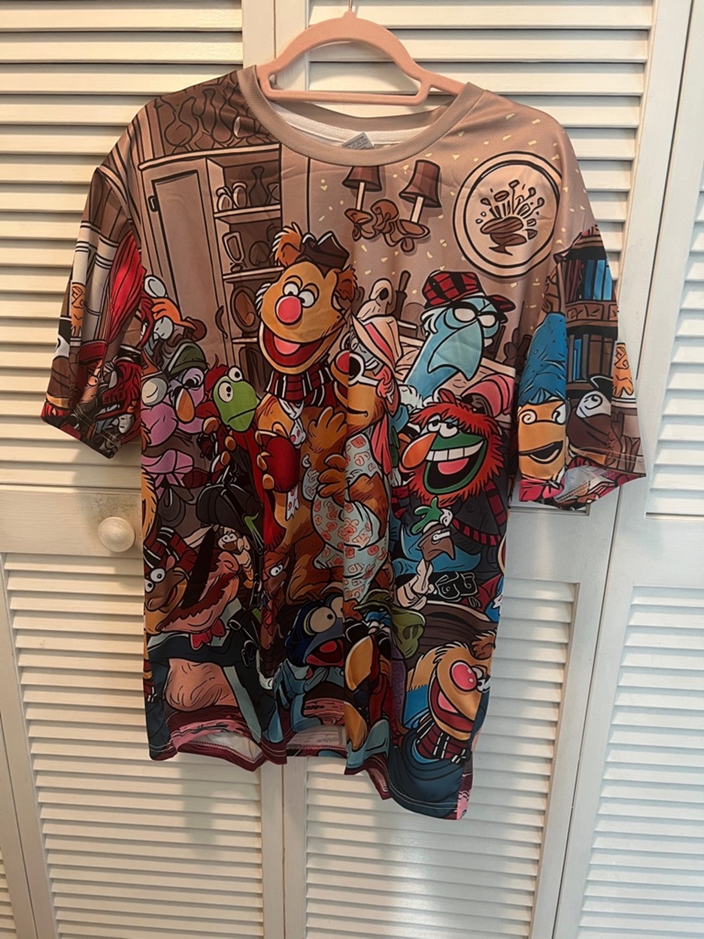 #1805** Unisex’s Cartoon Character Graphic Tee - Beige Multi